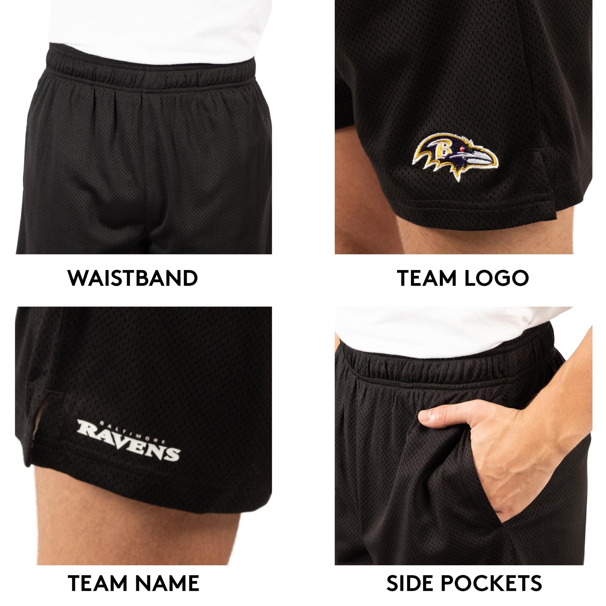 Ultra Game NFL Baltimore Ravens Mens 7 Inch Soft Mesh Active Training Shorts|Baltimore Ravens - UltraGameShop