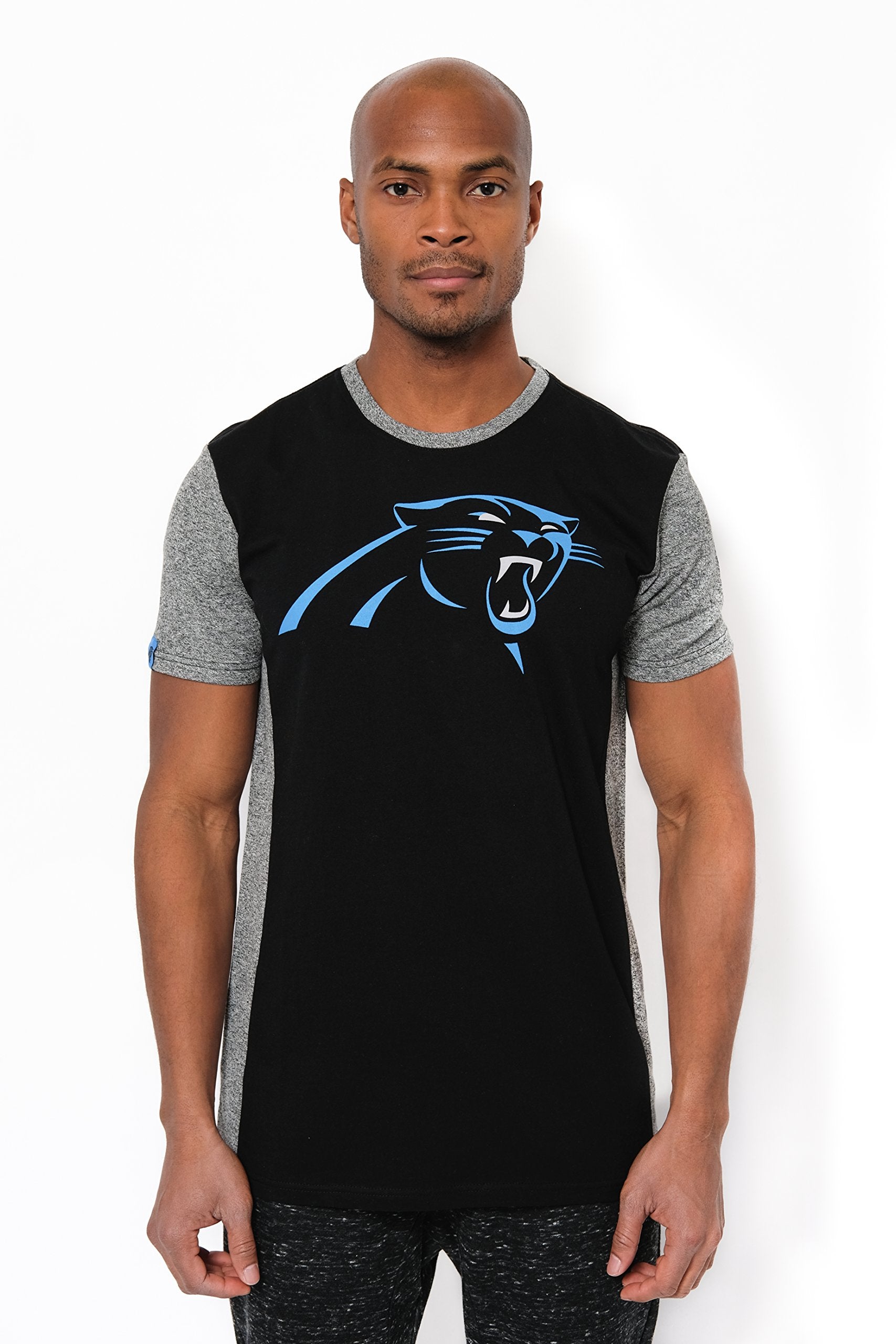 Ultra Game NFL Carolina Panthers Mens T-Shirt Raglan Block Short Sleeve Tee Shirt|Carolina Panthers