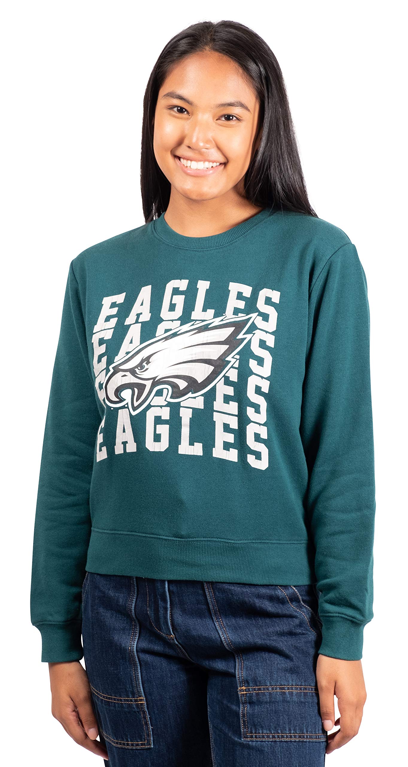 Ultra Game NFL Philadelphia Eagles Womens Long Sleeve Fleece Sweatshirt|Philadelphia Eagles - UltraGameShop