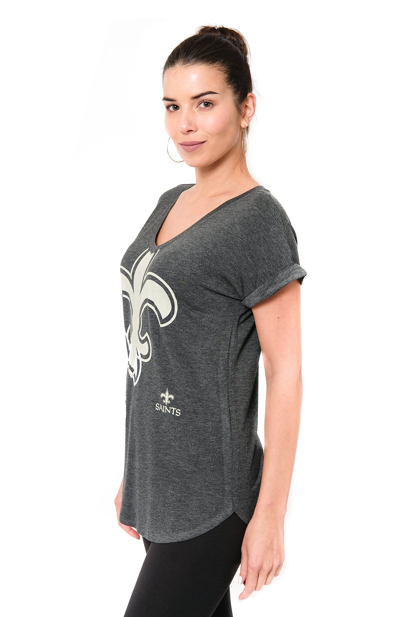 Ultra Game NFL New Orleans Saints Womens Vintage Stripe Soft Modal Tee Shirt|New Orleans Saints