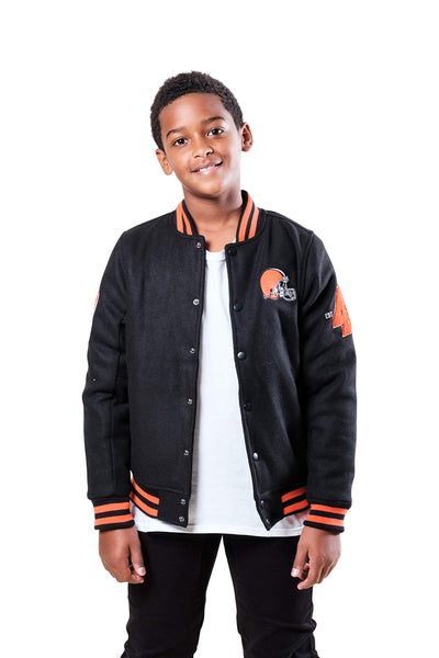 Ultra Game NFL Cleveland Browns Youth Classic Varsity Coaches Jacket|Cleveland Browns