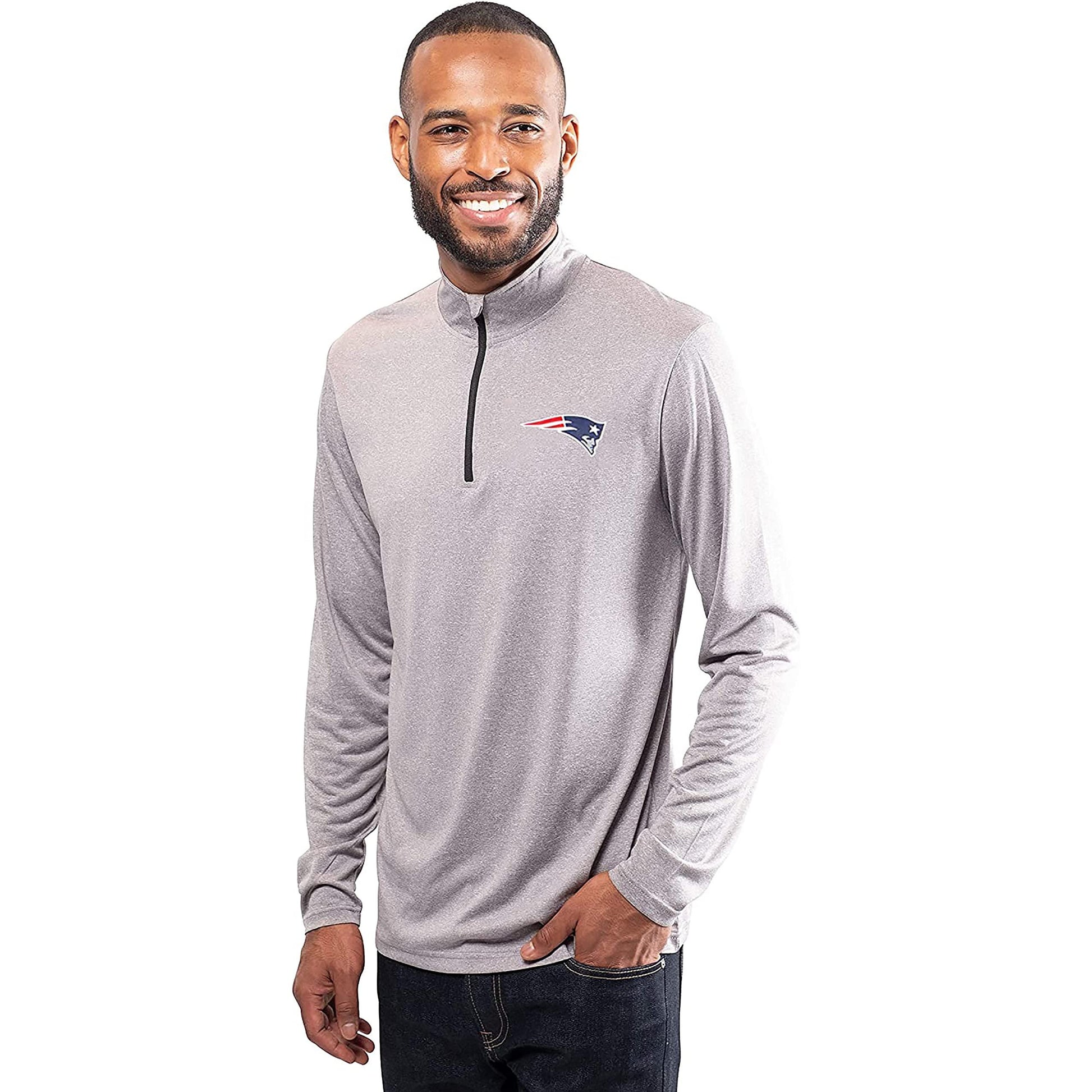 Ultra Game NFL New England Patriots Mens Super Soft Quarter Zip Long Sleeve T-Shirt|New England Patriots - UltraGameShop