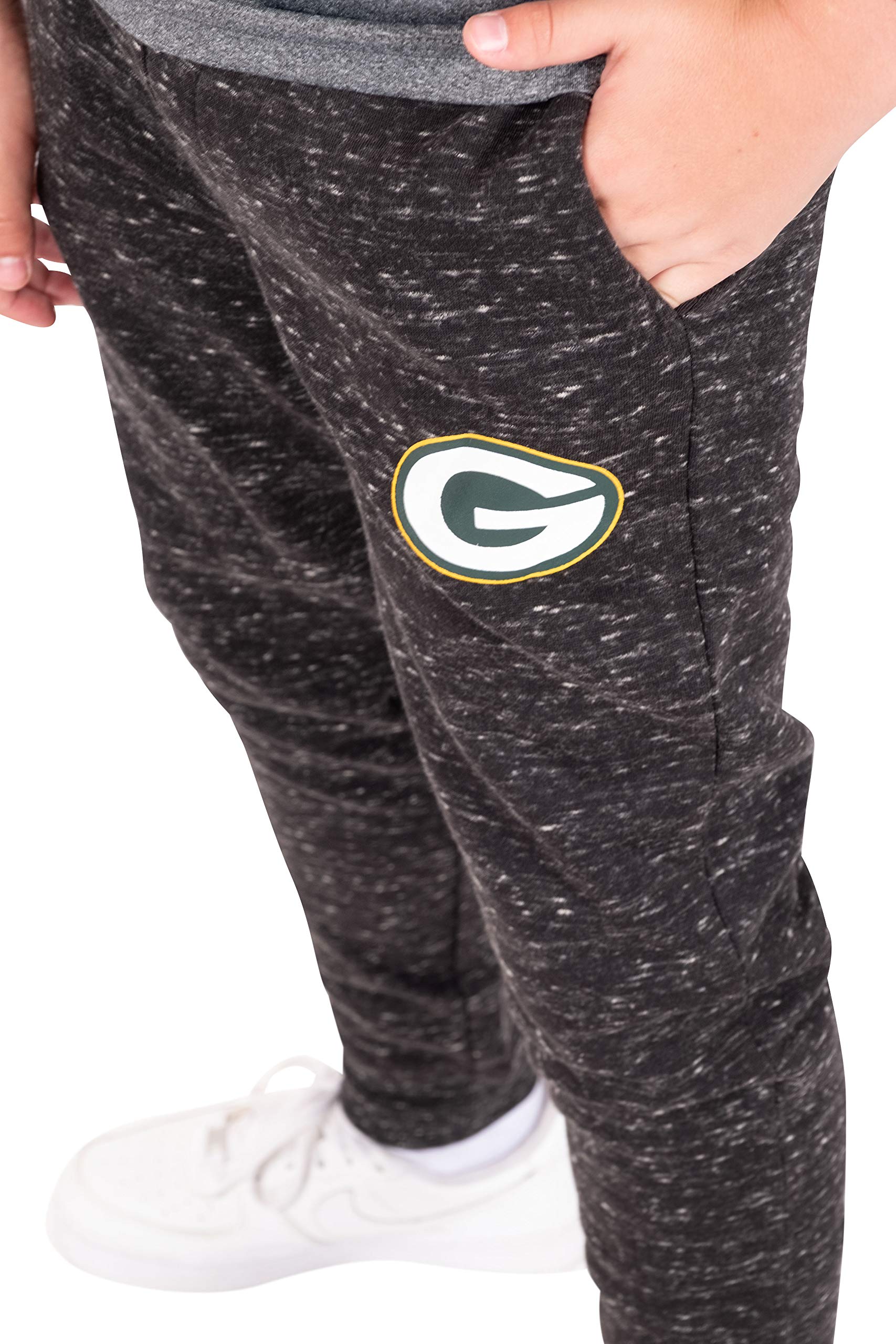 Ultra Game NFL Green Bay Packers Youth Extra Soft Black Snow Fleece Jogger Sweatpants|Green Bay Packers