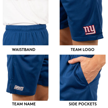 Ultra Game NFL New York Giants Mens 7 Inch Soft Mesh Active Training Shorts|New York Giants - UltraGameShop