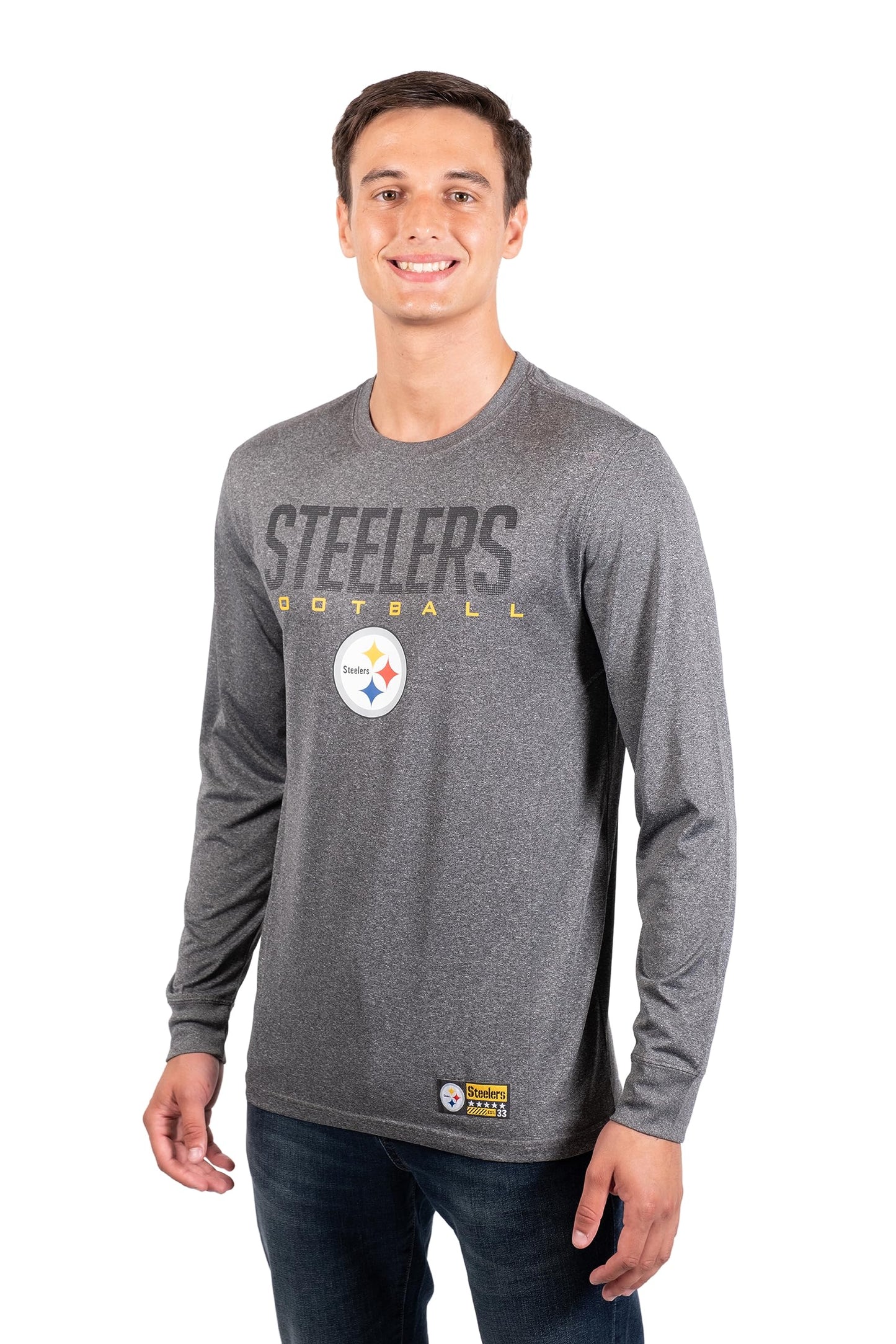 Ultra Game NFL Pittsburgh Steelers Mens Active Quick Dry Long Sleeve T-Shirt|Pittsburgh Steelers - UltraGameShop