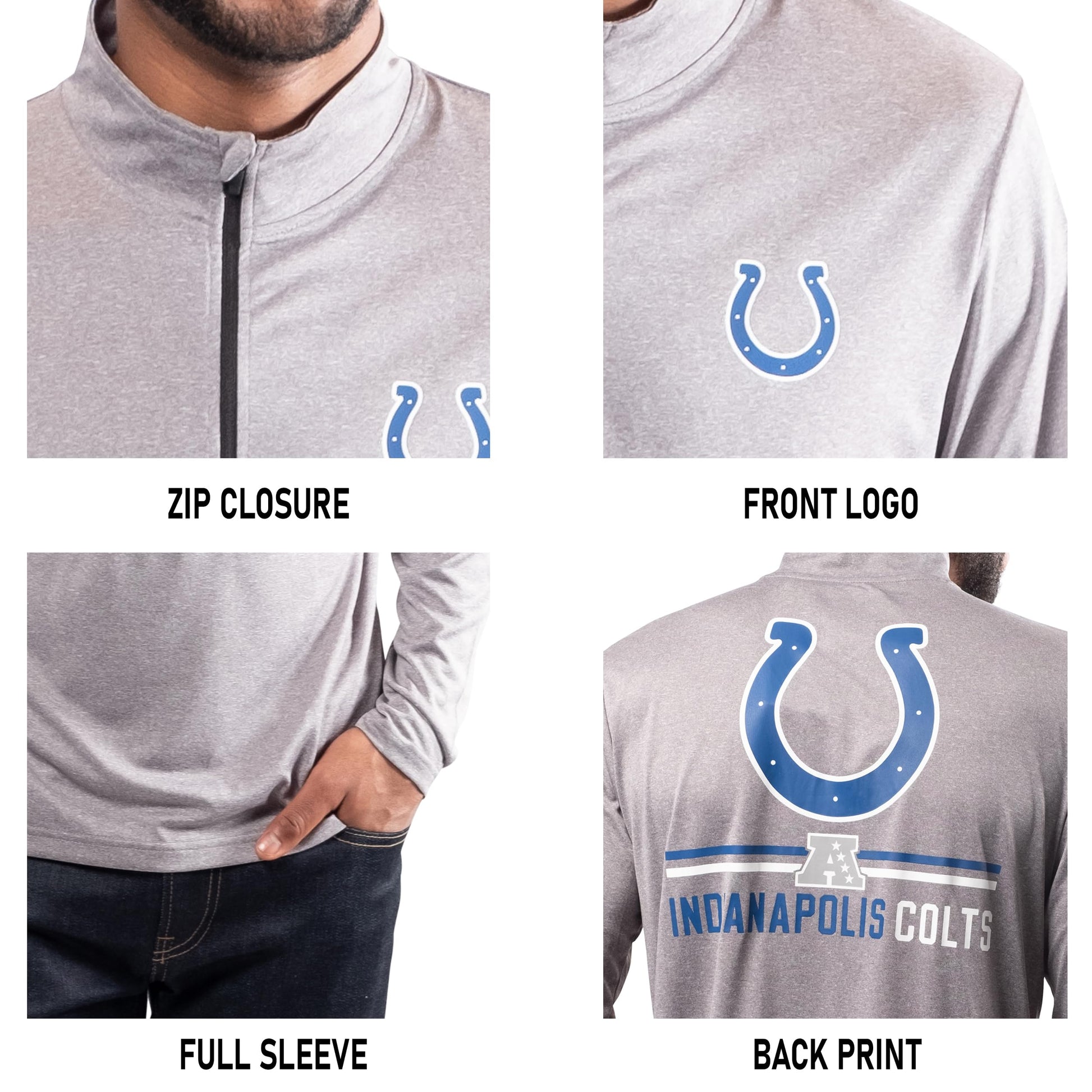 Ultra Game NFL Indianapolis Colts Mens Super Soft Quarter Zip Long Sleeve T-Shirt|Indianapolis Colts - UltraGameShop