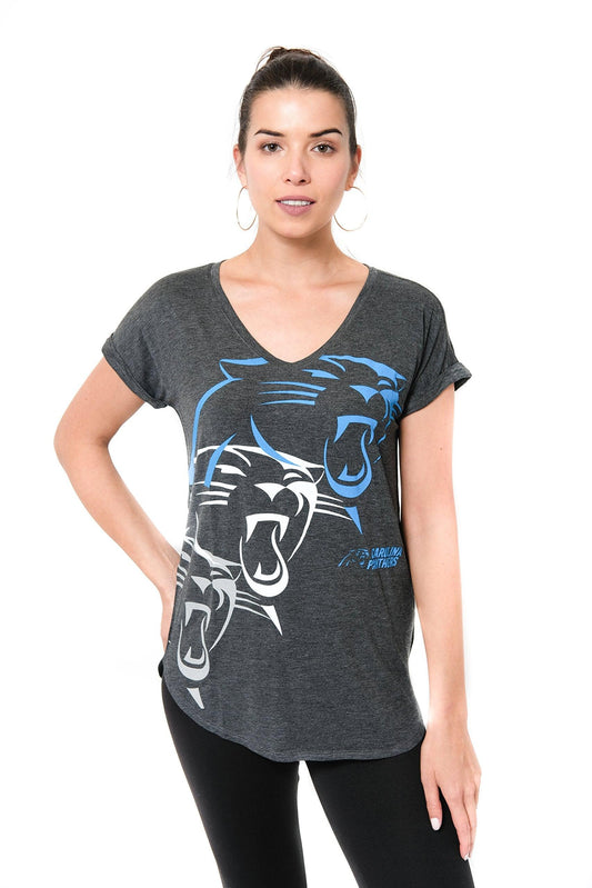 Ultra Game NFL Carolina Panthers Womens Vintage Stripe Soft Modal Tee Shirt|Carolina Panthers - UltraGameShop