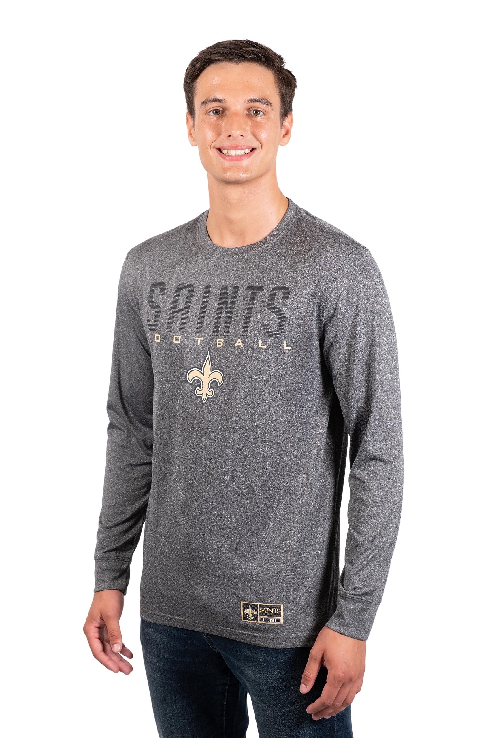 Ultra Game NFL New Orleans Saints Mens Active Quick Dry Long Sleeve T-Shirt|New Orleans Saints - UltraGameShop