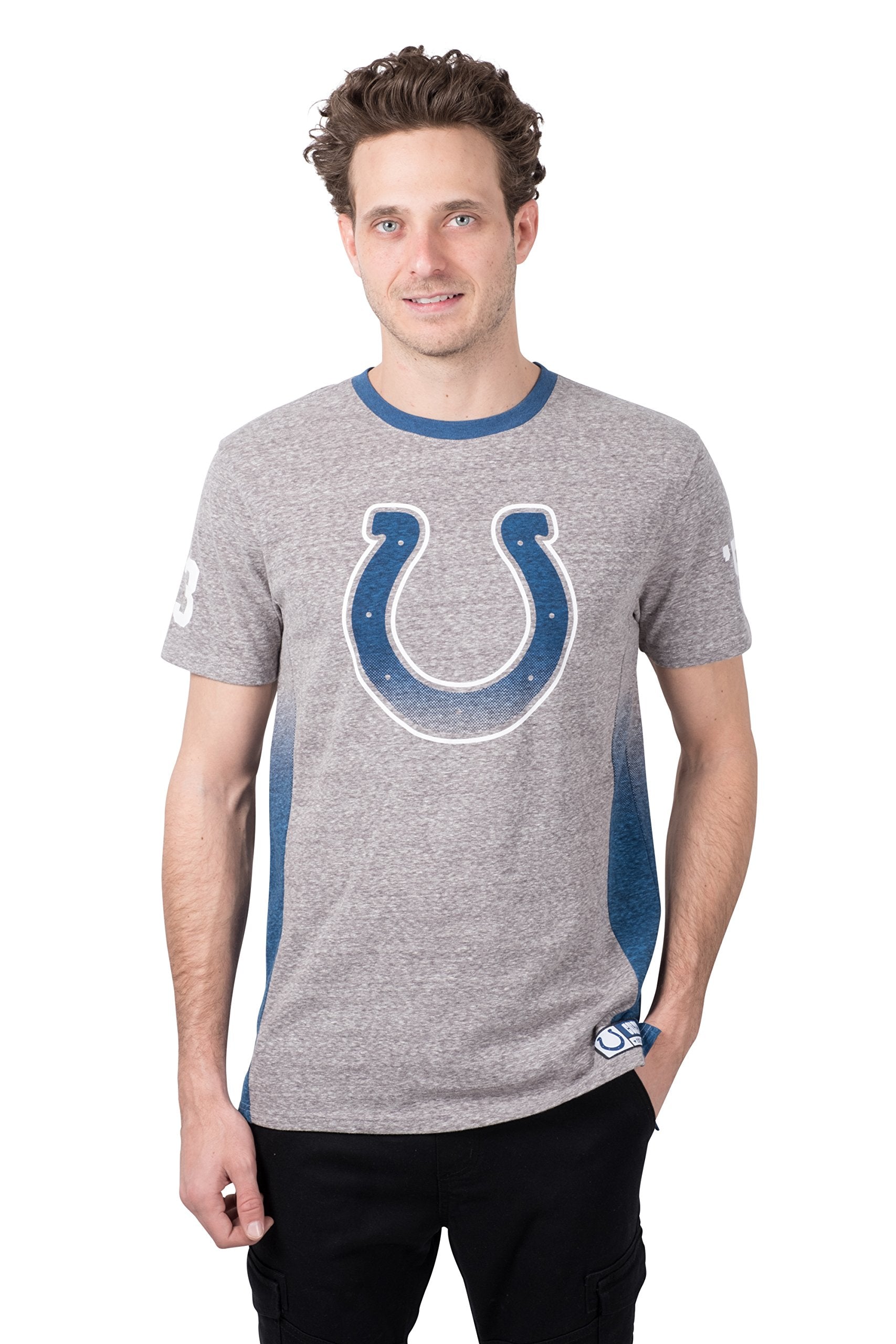 Ultra Game NFL Indianapolis Colts Mens Vintage Ringer Short Sleeve Tee Shirt|Indianapolis Colts