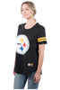 Ultra Game NFL Pittsburgh Steelers Womens Soft Mesh Varsity Stripe T-Shirt|Pittsburgh Steelers
