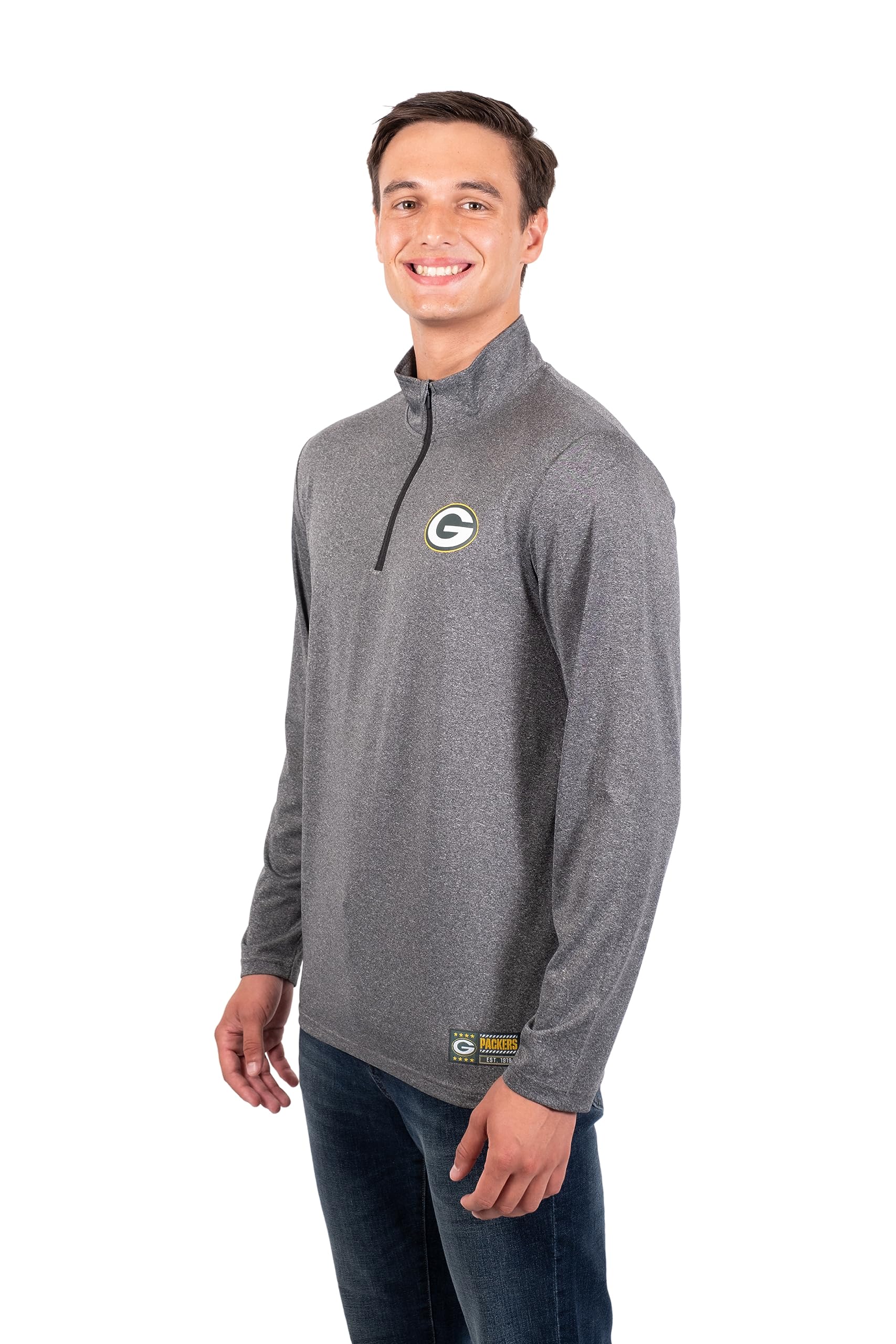 Ultra Game NFL Green Bay Packers Mens Super Soft Quarter Zip Long Sleeve T-Shirt|Green Bay Packers - UltraGameShop