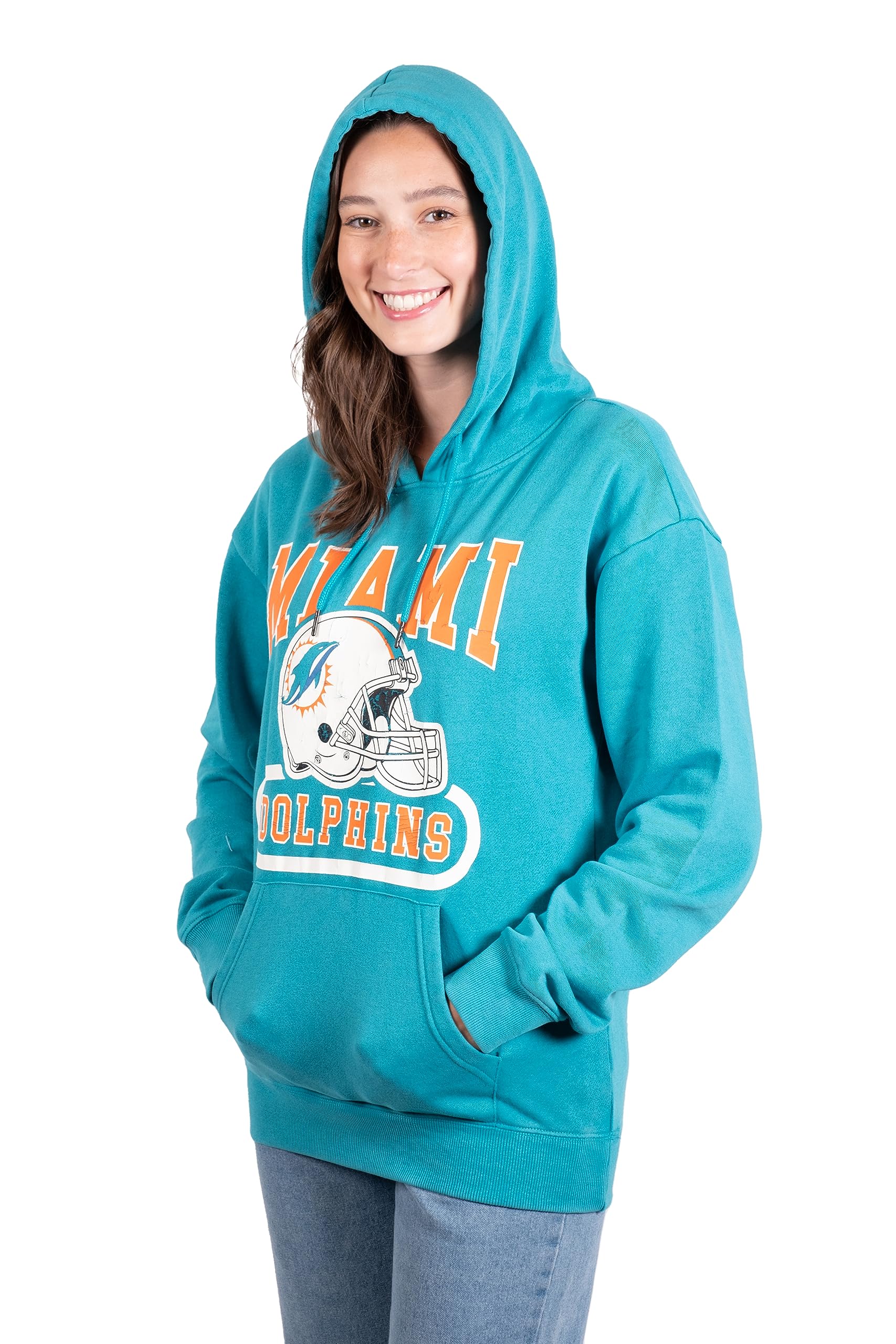 Ultra Game NFL Miami Dolphins Womens Super Soft Supreme Pullover Hoodie Sweatshirt|Miami Dolphins