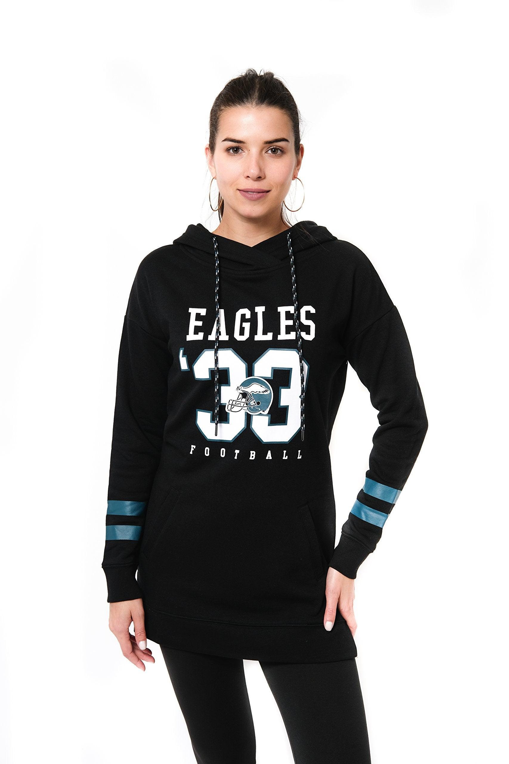 Ultra Game NFL Philadelphia Eagles Womens Soft French Terry Tunic Hoodie Pullover Sweatshirt|Philadelphia Eagles - UltraGameShop