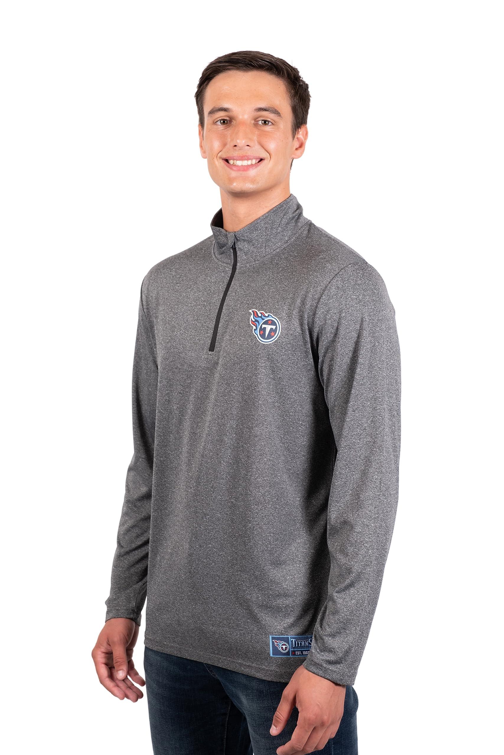 Ultra Game NFL Tennessee Titans Mens Super Soft Quarter Zip Long Sleeve T-Shirt|Tennessee Titans - UltraGameShop