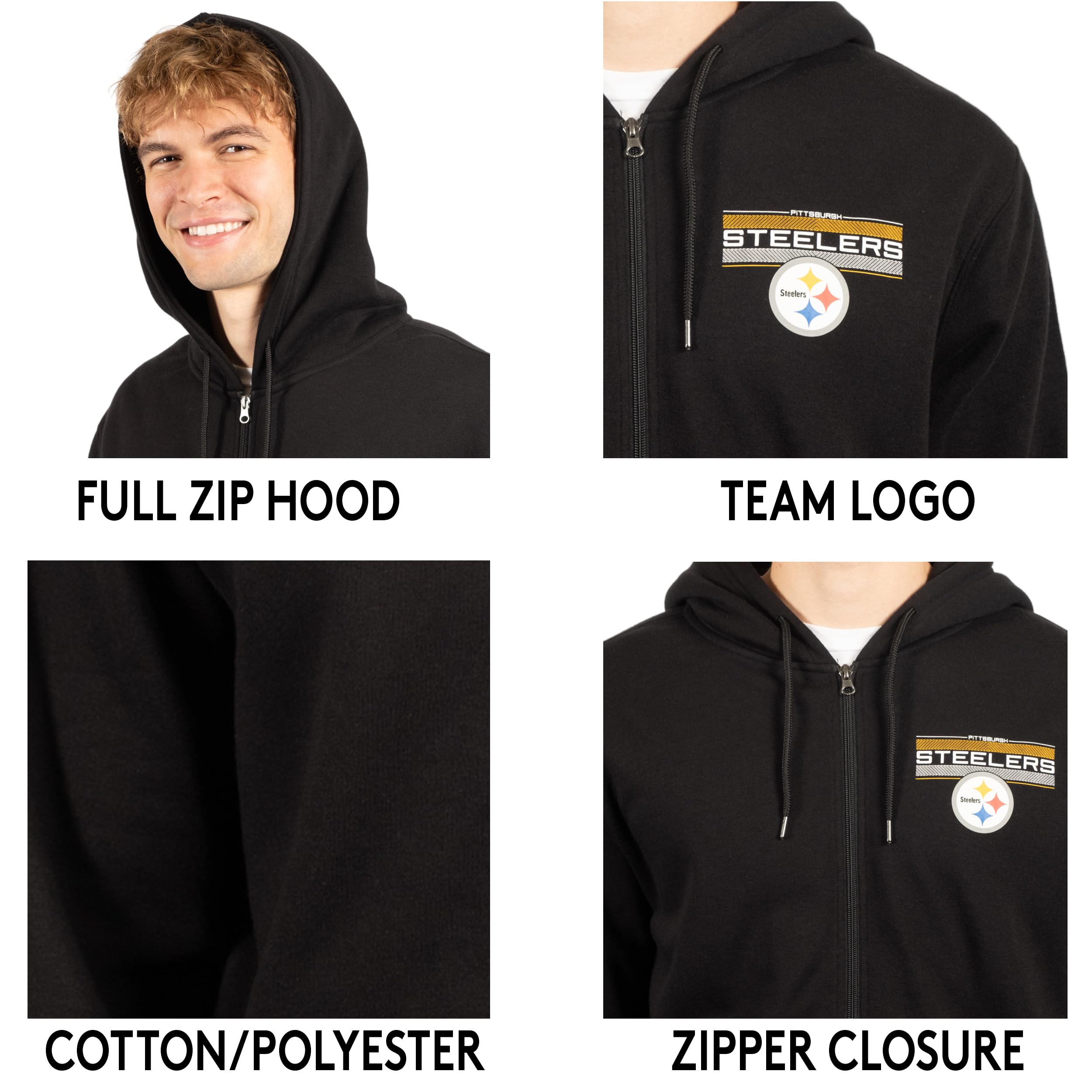 Ultra Game NFL Pittsburgh Steelers Mens Standard Sherpa Full Zip Cozy Fleece Hoodie Sweatshirt Jacket|Pittsburgh Steelers