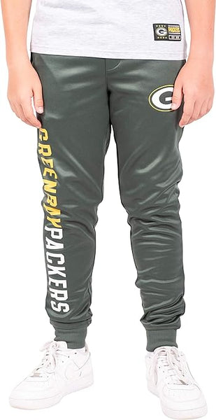 Ultra Game NFL Green Bay Packers Youth High Performance Moisture Wicking Fleece Jogger Sweatpants|Green Bay Packers