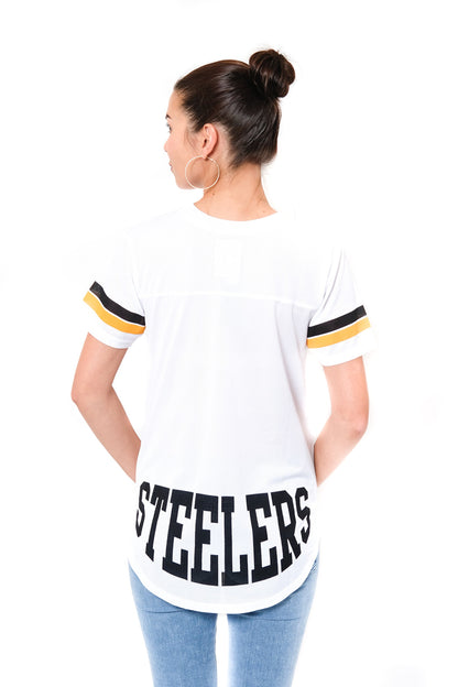 Ultra Game NFL Pittsburgh Steelers Womens Soft Mesh Jersey Varsity Tee Shirt|Pittsburgh Steelers - UltraGameShop