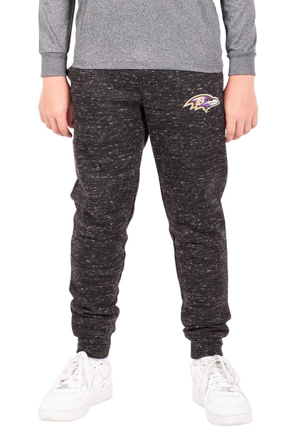 Ultra Game NFL Baltimore Ravens Youth Extra Soft Black Snow Fleece Jogger Sweatpants|Baltimore Ravens - UltraGameShop