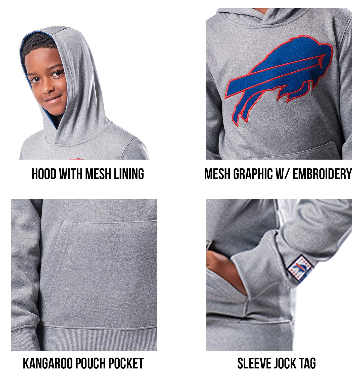 Ultra Game NFL Buffalo Bills Youth Extra Soft Fleece Pullover Hoodie Sweatshirt|Buffalo Bills - UltraGameShop