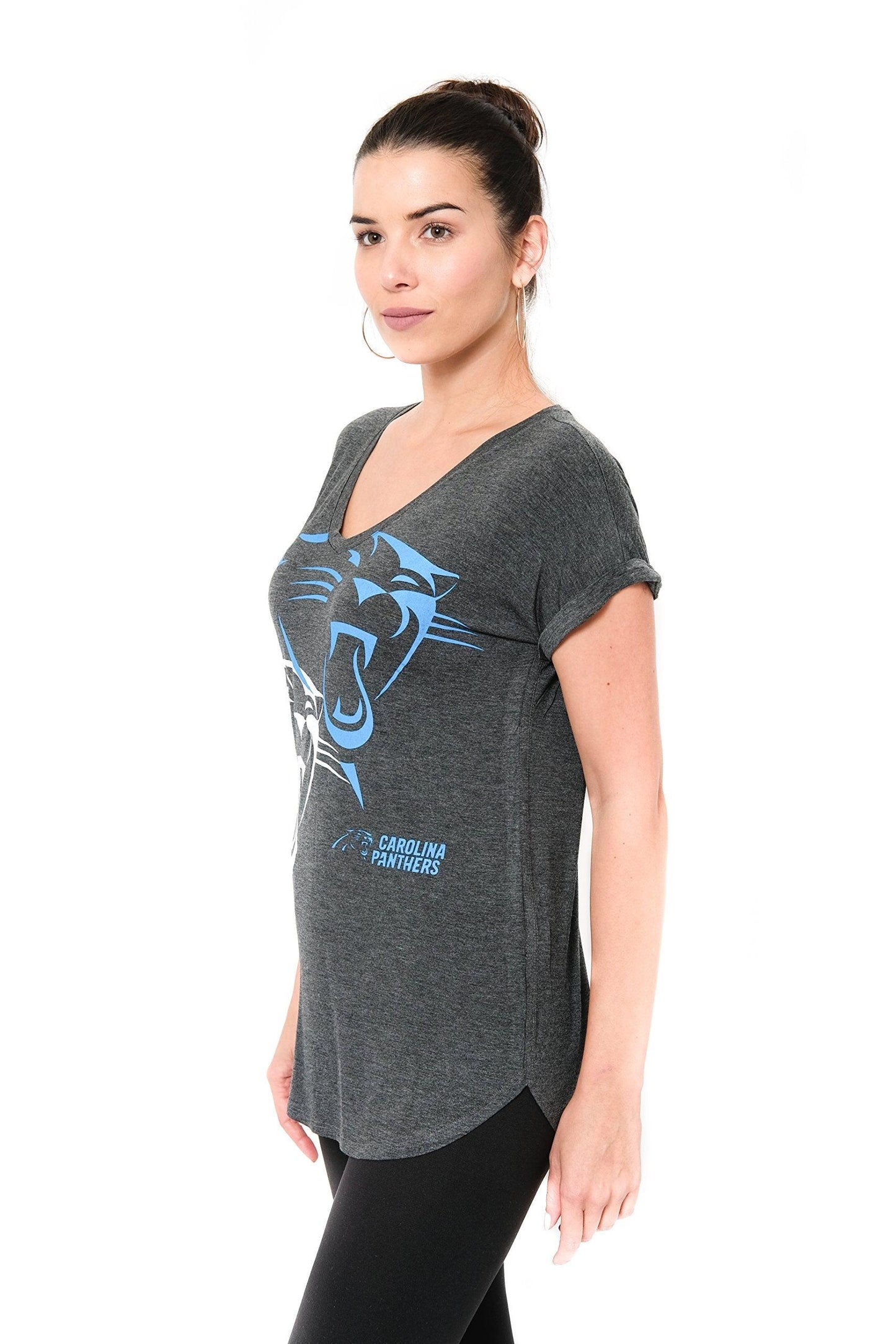 Ultra Game NFL Carolina Panthers Womens Vintage Stripe Soft Modal Tee Shirt|Carolina Panthers - UltraGameShop