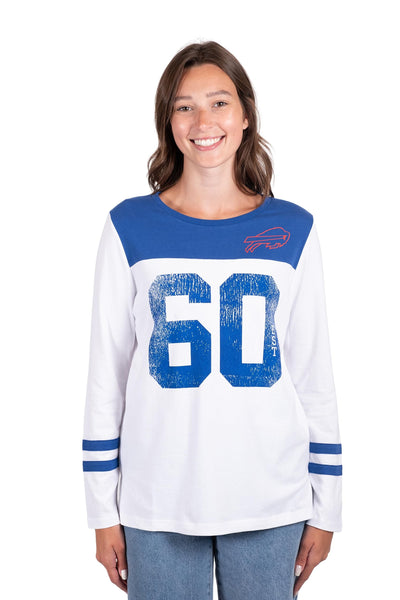 Ultra Game NFL Buffalo Bills Womens Super Soft Raglan Vintage Baseball T-Shirt|Buffalo Bills