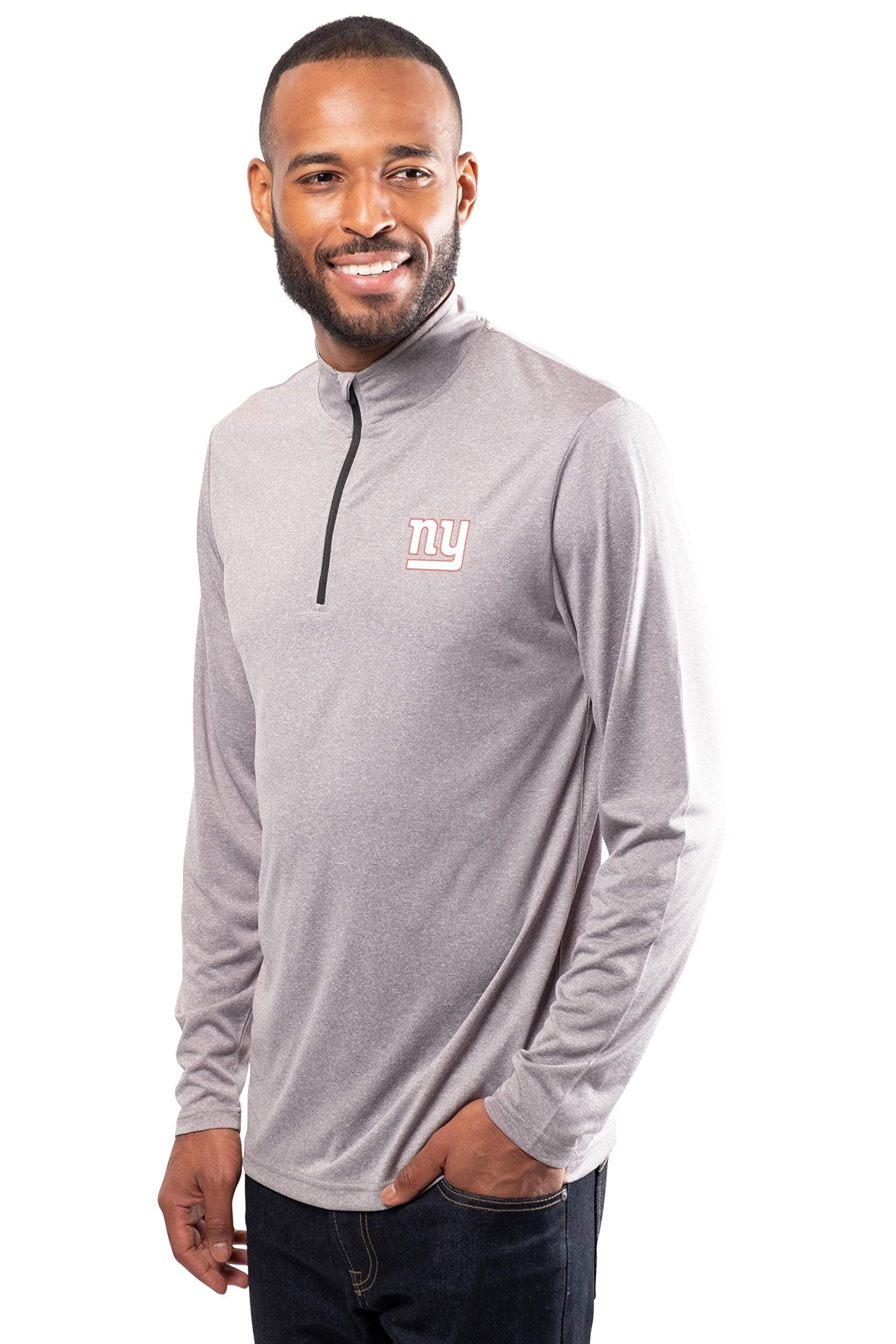 Ultra Game NFL New York Giants Mens Super Soft Quarter Zip Long Sleeve T-Shirt|New York Giants - UltraGameShop