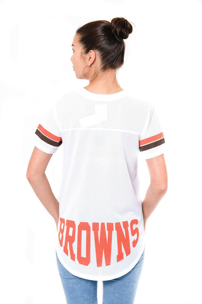 Ultra Game NFL Cleveland Browns Womens Soft Mesh Jersey Varsity Tee Shirt|Cleveland Browns - UltraGameShop