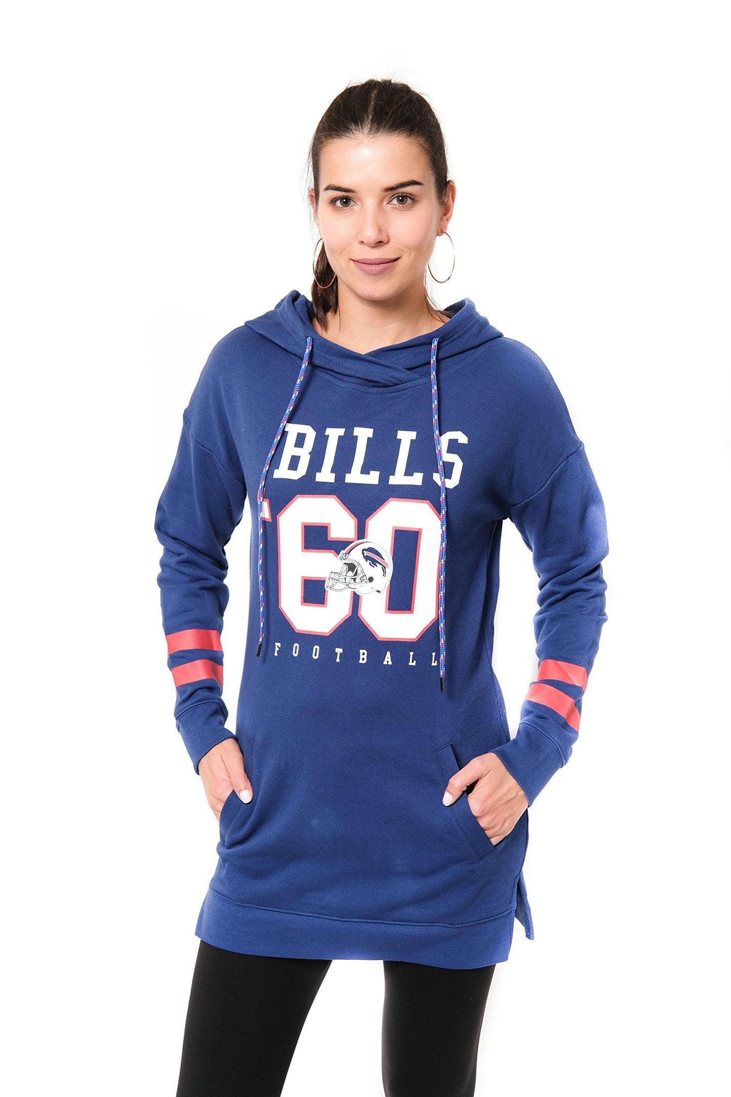 Ultra Game NFL Buffalo Bills Womens Soft French Terry Tunic Hoodie Pullover Sweatshirt|Buffalo Bills - UltraGameShop