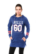 Ultra Game NFL Buffalo Bills Womens Soft French Terry Tunic Hoodie Pullover Sweatshirt|Buffalo Bills