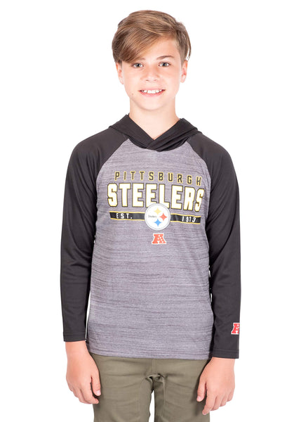Ultra Game NFL Pittsburgh Steelers Youth Moisture Wicking Athletic Performance Pullover Lightweight Sweatshirt Hoodie|Pittsburgh Steelers