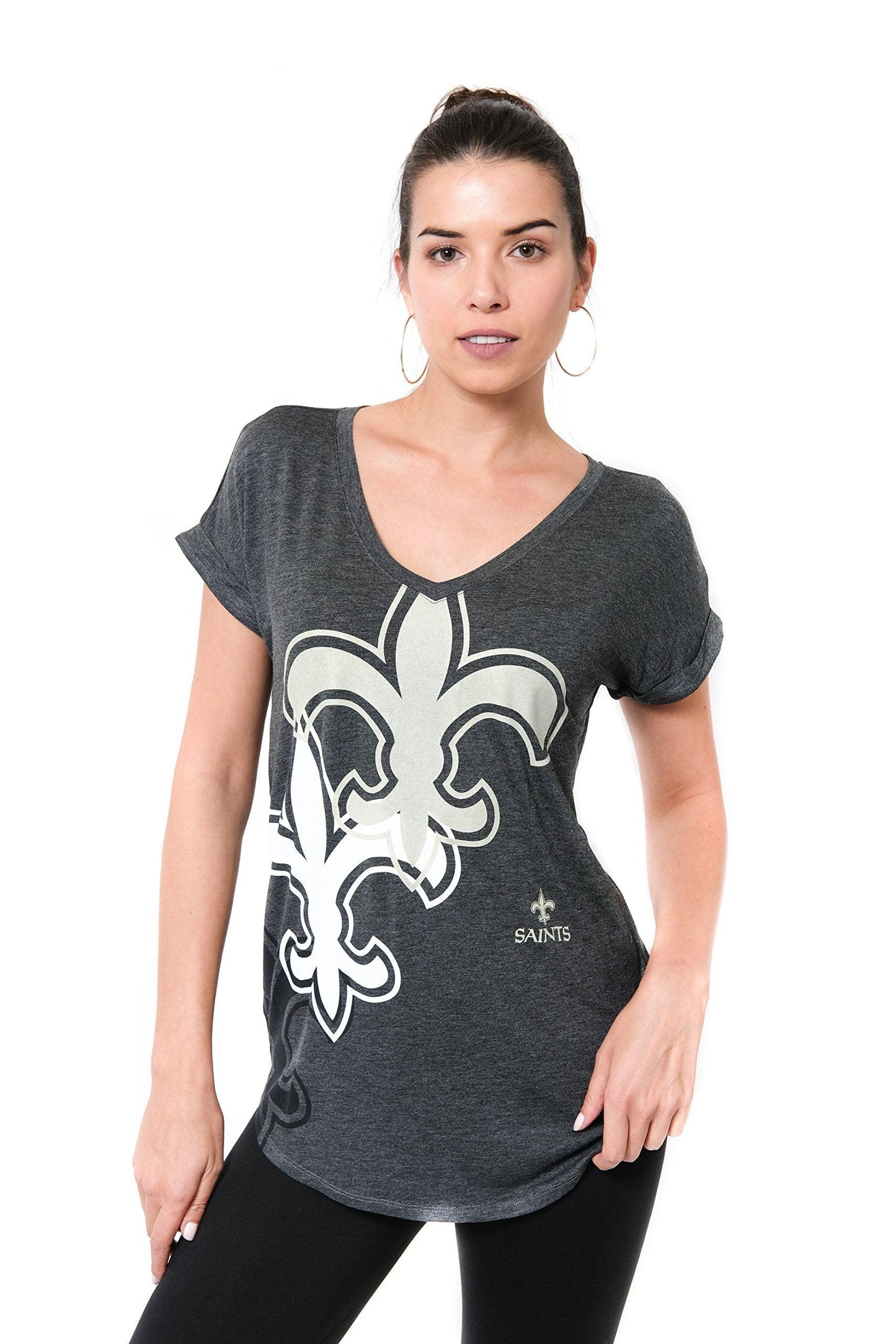 Ultra Game NFL New Orleans Saints Womens Vintage Stripe Soft Modal Tee Shirt|New Orleans Saints - UltraGameShop