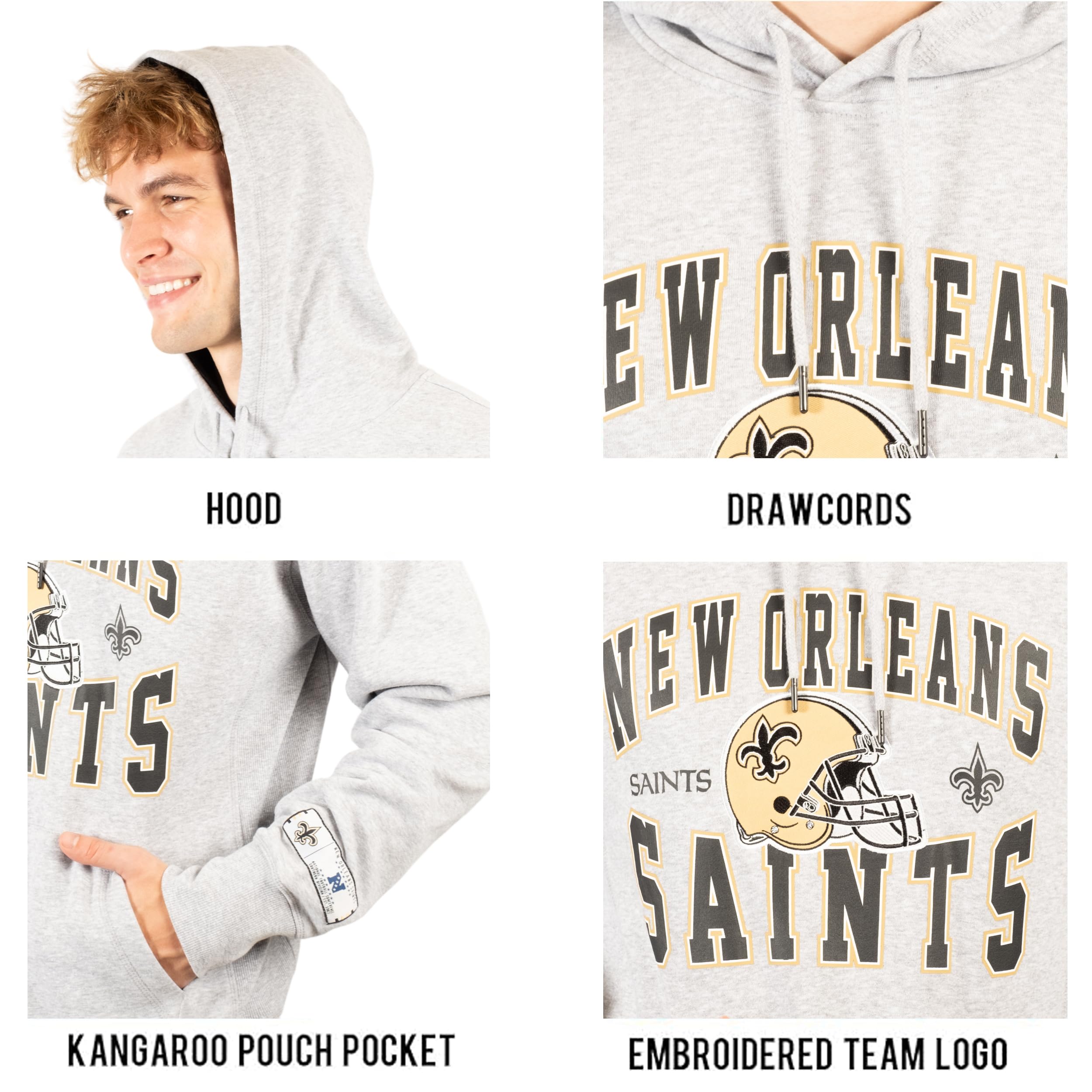 Ultra Game NFL New Orleans Saints Mens Ultimate Quality Super Soft Hoodie Sweatshirt|New Orleans Saints