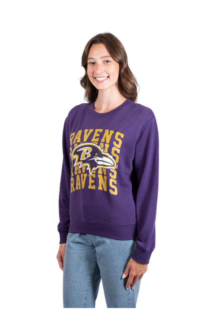 Ultra Game NFL Baltimore Ravens Womens Long Sleeve Fleece Sweatshirt|Baltimore Ravens - UltraGameShop