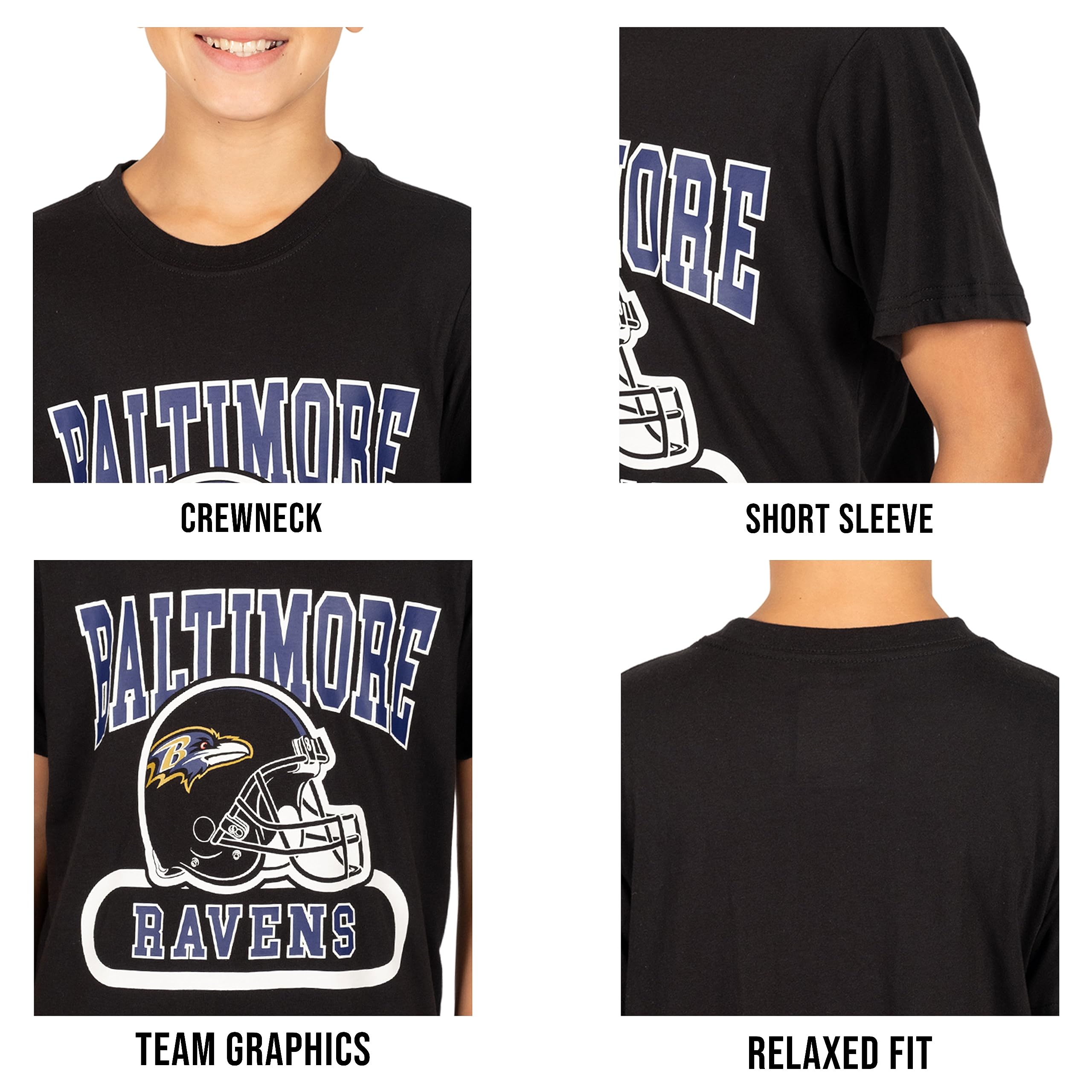 Ultra Game NFL Baltimore Ravens Youth Super Soft Game Day Crew Neck T-Shirt|Baltimore Ravens