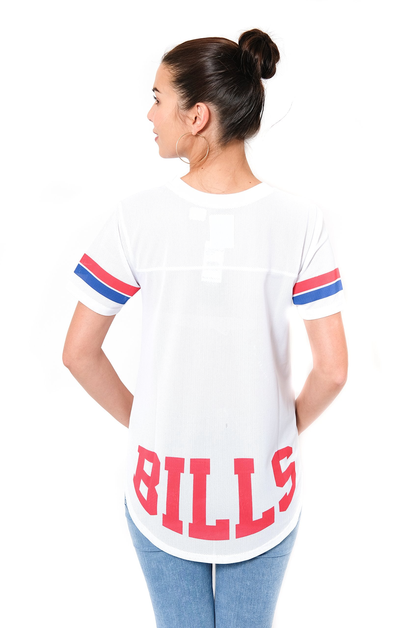 Ultra Game NFL Buffalo Bills Womens Soft Mesh Jersey Varsity Tee Shirt|Buffalo Bills