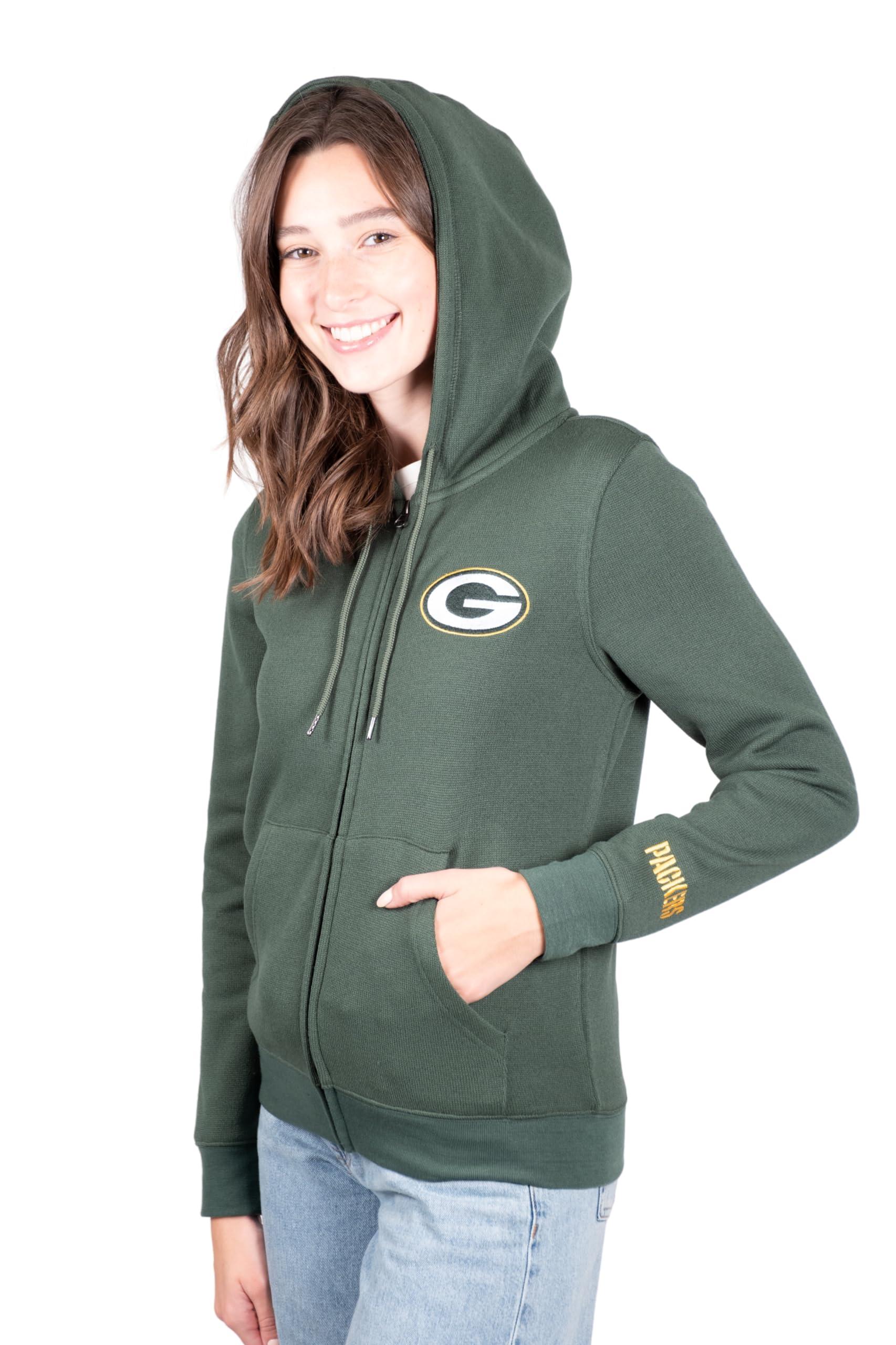 Ultra Game NFL Green Bay Packers Womens Full Zip Soft Marl Knit Hoodie Sweatshirt Jacket|Green Bay Packers - UltraGameShop