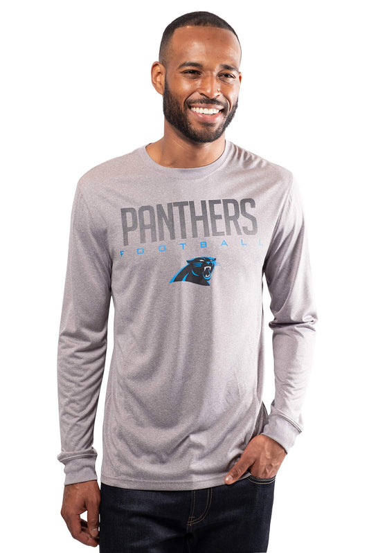 Ultra Game NFL Carolina Panthers Mens Active Quick Dry Long Sleeve T-Shirt|Carolina Panthers - UltraGameShop