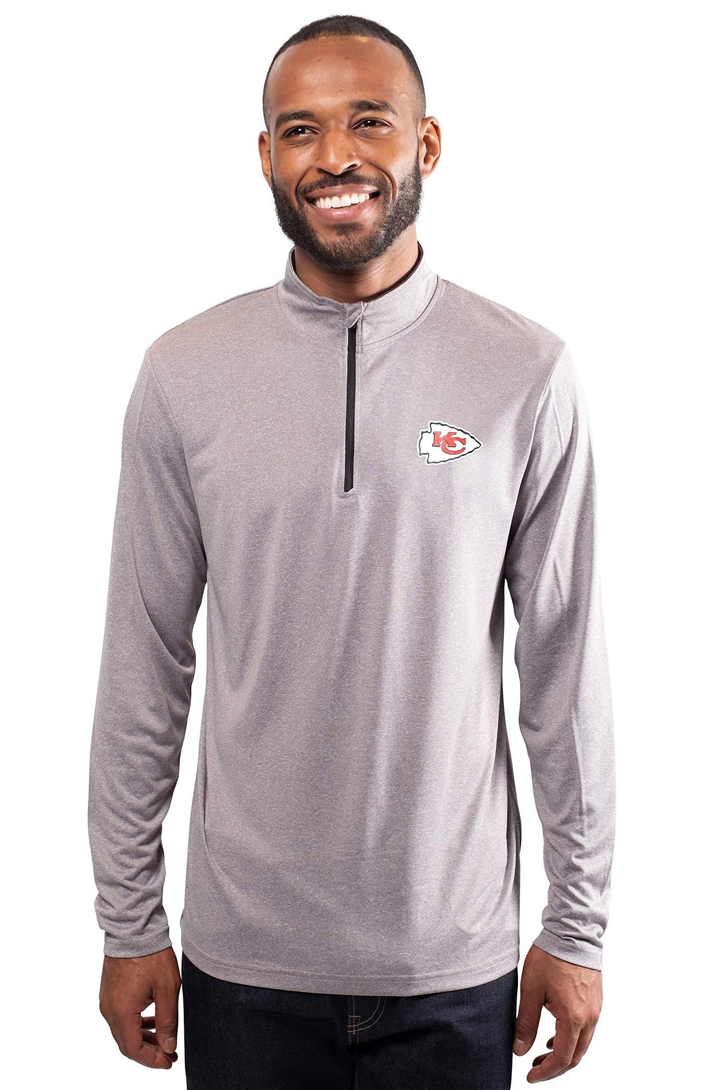 Ultra Game NFL Kansas City Chiefs Mens Super Soft Quarter Zip Long Sleeve T-Shirt|Kansas City Chiefs - UltraGameShop