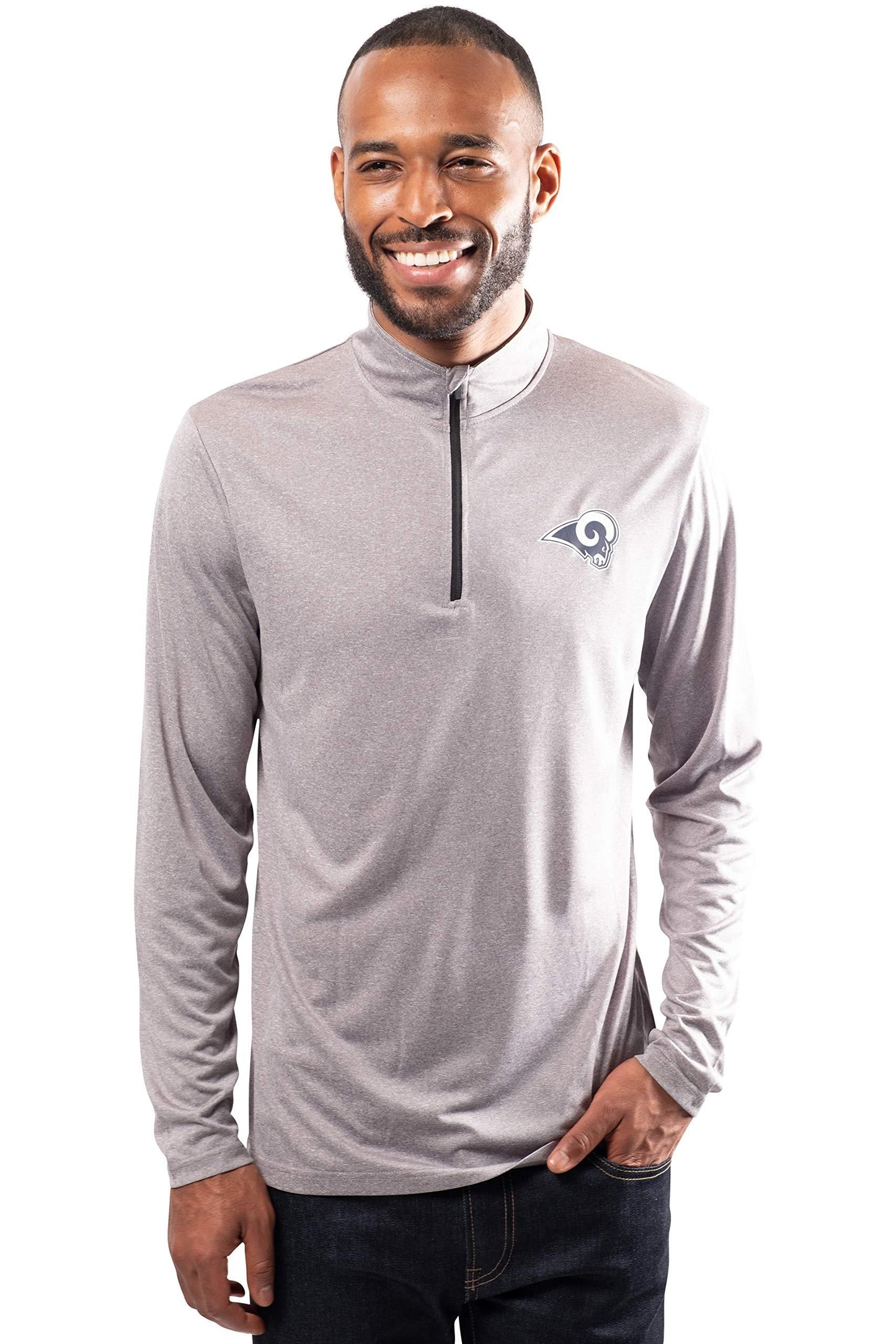 Ultra Game NFL Los Angeles Rams Mens Super Soft Quarter Zip Long Sleeve T-Shirt|Los Angeles Rams - UltraGameShop