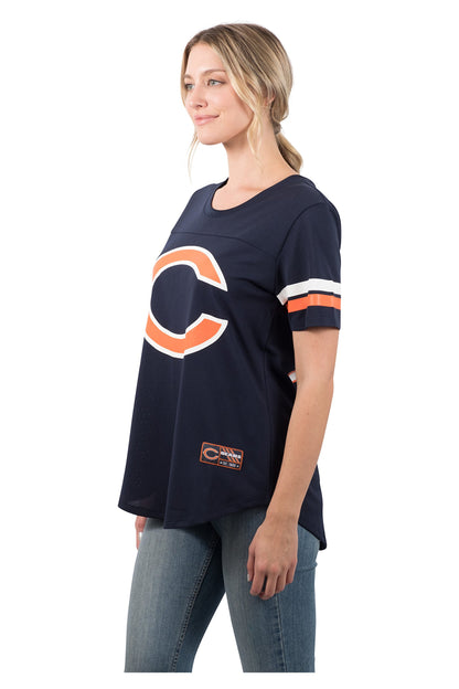 Ultra Game NFL Chicago Bears Womens Soft Mesh Varsity Stripe T-Shirt|Chicago Bears - UltraGameShop