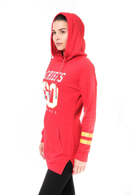 Ultra Game NFL Kansas City Chiefs Womens Soft French Terry Tunic Hoodie Pullover Sweatshirt|Kansas City Chiefs - UltraGameShop