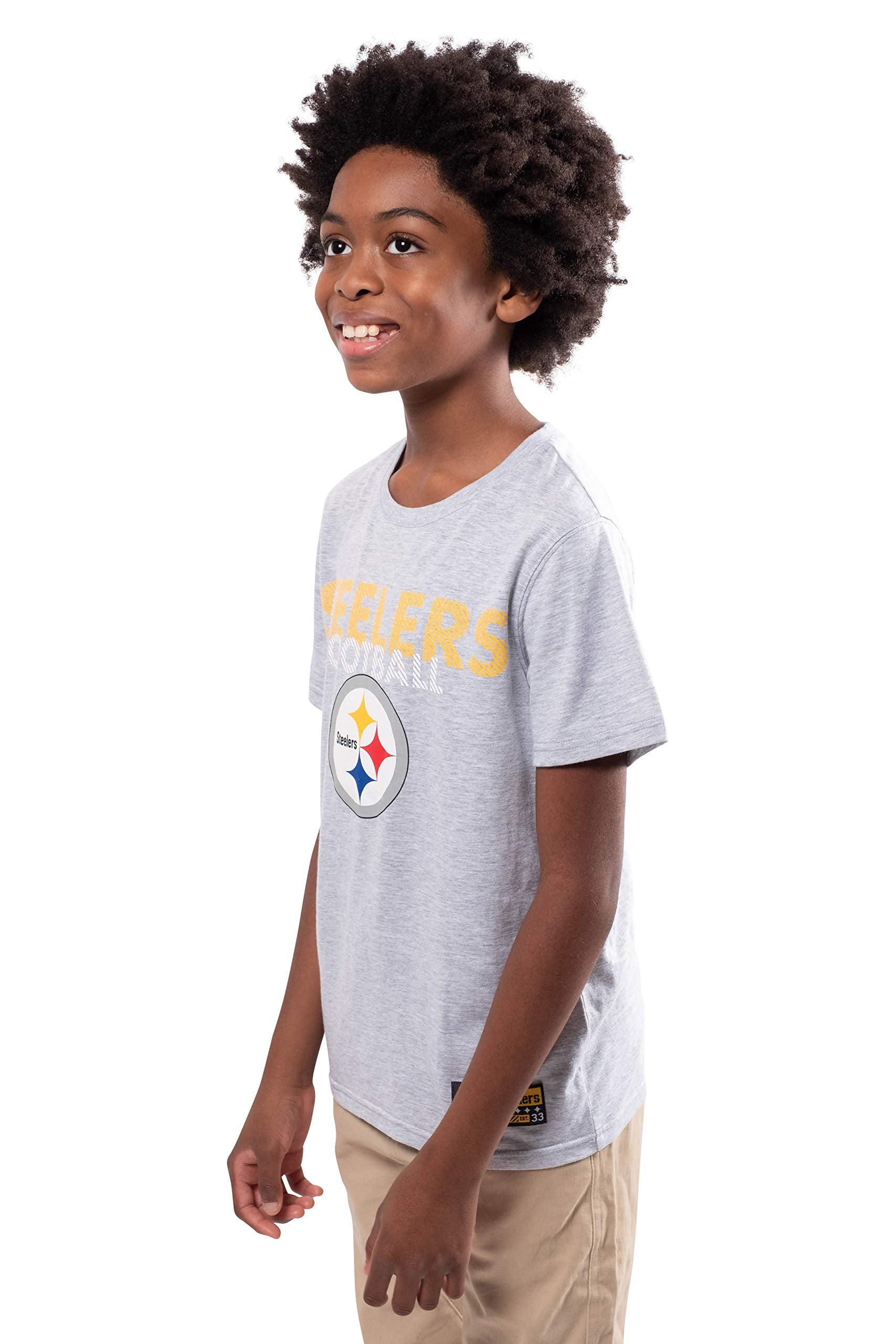 Ultra Game NFL Pittsburgh Steelers Youth Active Crew Neck Tee Shirt|Pittsburgh Steelers
