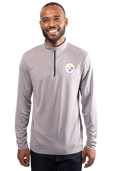 Ultra Game NFL Pittsburgh Steelers Mens Super Soft Quarter Zip Long Sleeve T-Shirt|Pittsburgh Steelers