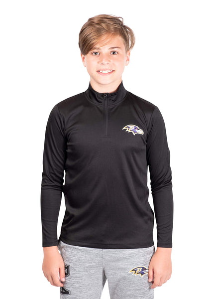 Ultra Game NFL Baltimore Ravens Youth Super Soft Quarter Zip Long Sleeve T-Shirt|Baltimore Ravens