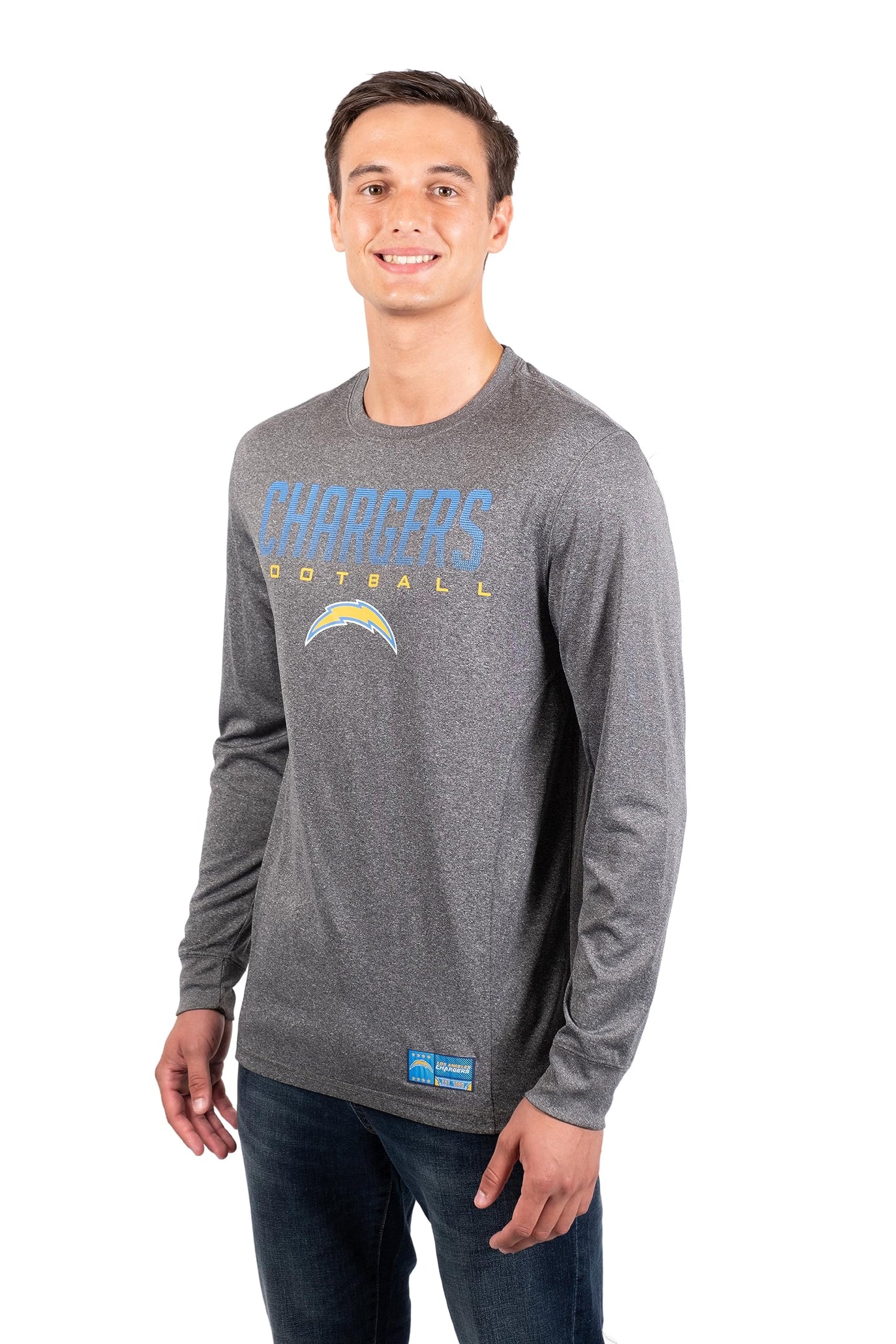 Ultra Game NFL Los Angeles Chargers Mens Active Quick Dry Long Sleeve T-Shirt|Los Angeles Chargers - UltraGameShop