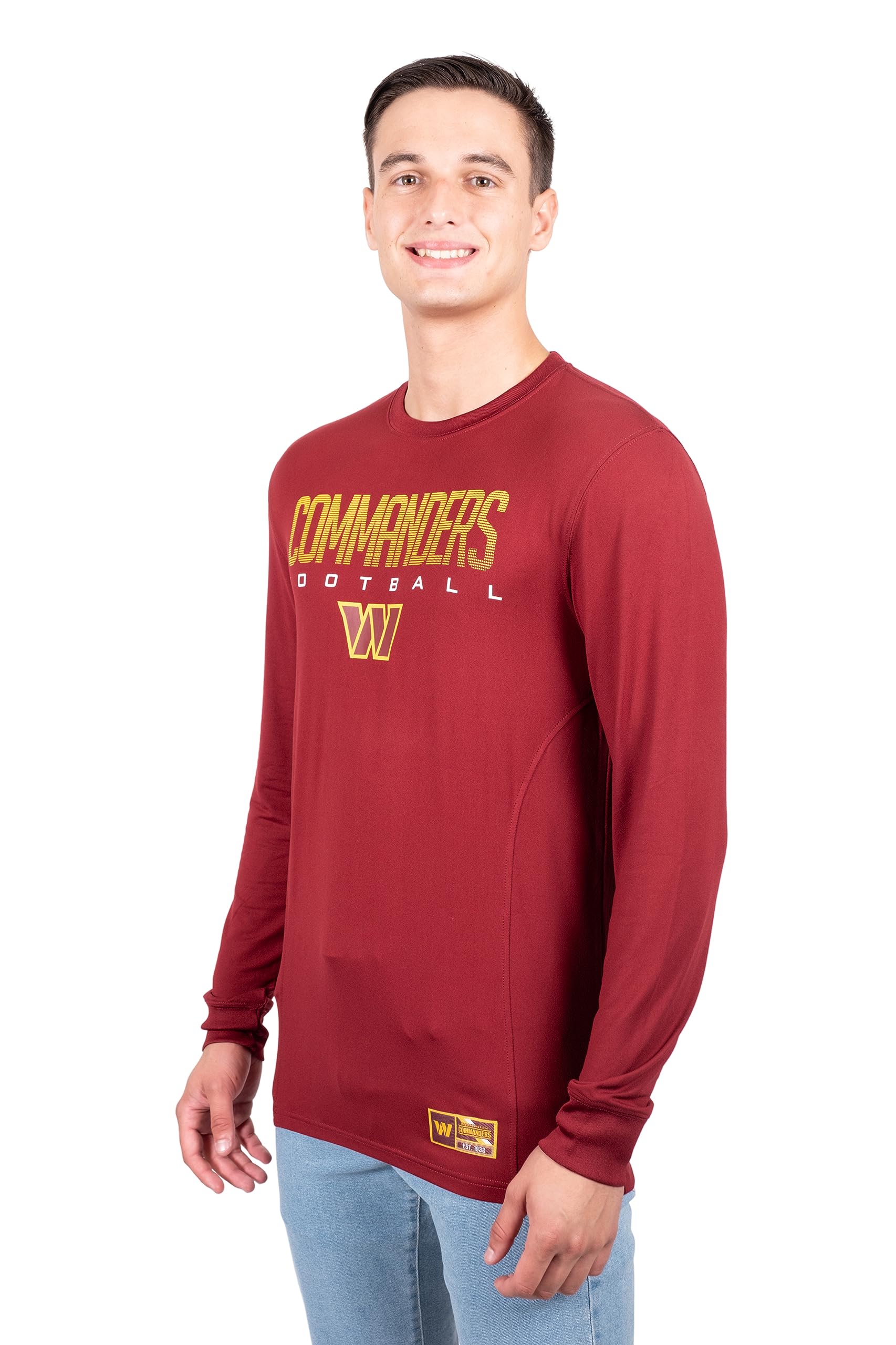 Ultra Game NFL Washington Commanders Mens Active Lightweight Quick Dry Long Sleeve T-Shirt|Washington Commanders - UltraGameShop