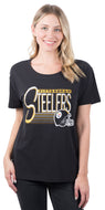 Ultra Game NFL Pittsburgh Steelers Womens Scoop Neck Short Sleeve Tee Shirt|Pittsburgh Steelers