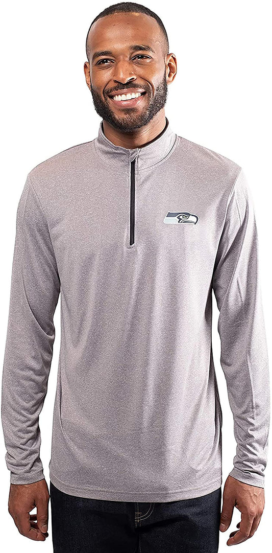 Ultra Game NFL Seattle Seahawks Mens Super Soft Quarter Zip Long Sleeve T-Shirt|Seattle Seahawks - UltraGameShop