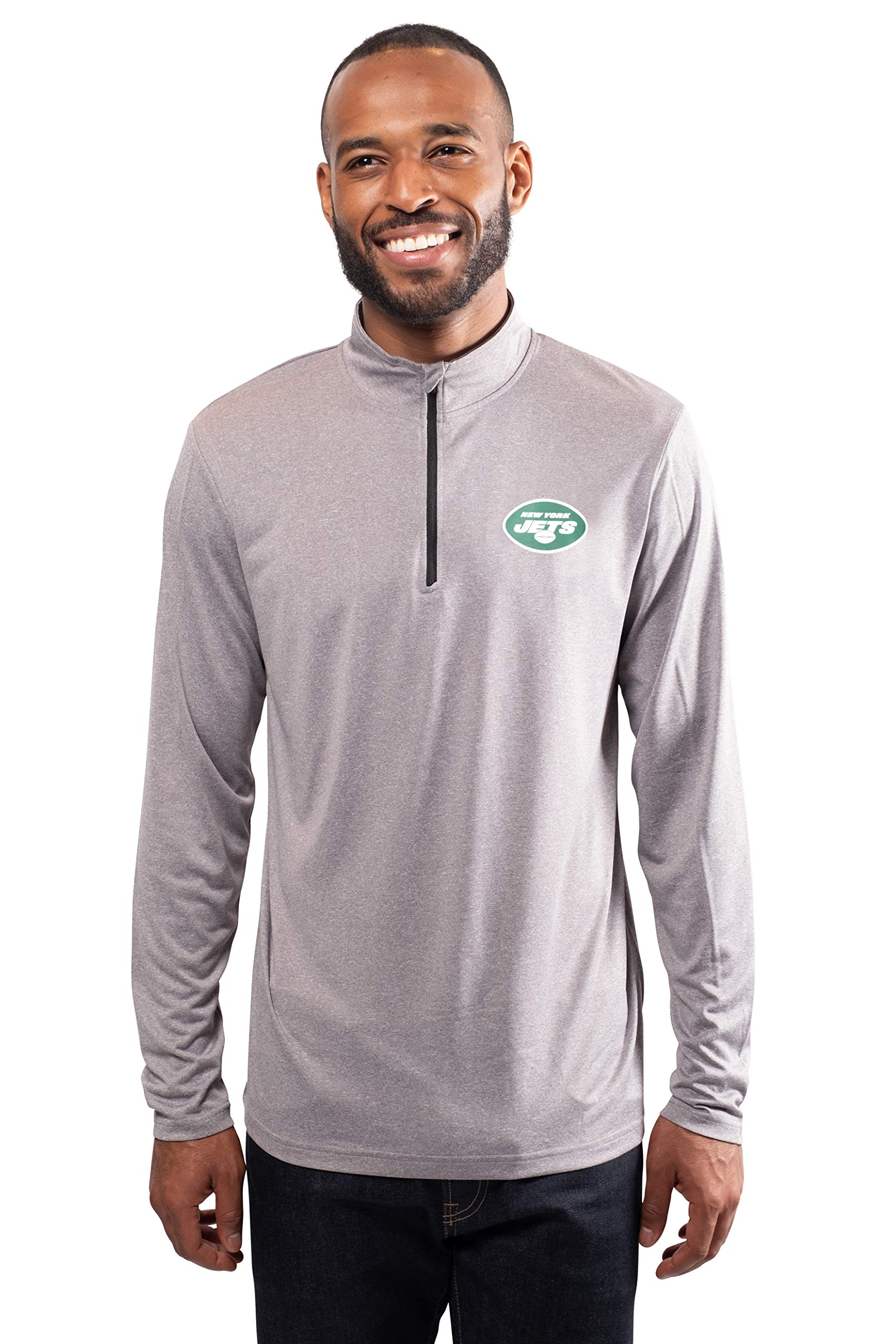 Ultra Game NFL New York Jets Mens Super Soft Quarter Zip Long Sleeve T-Shirt|New York Jets