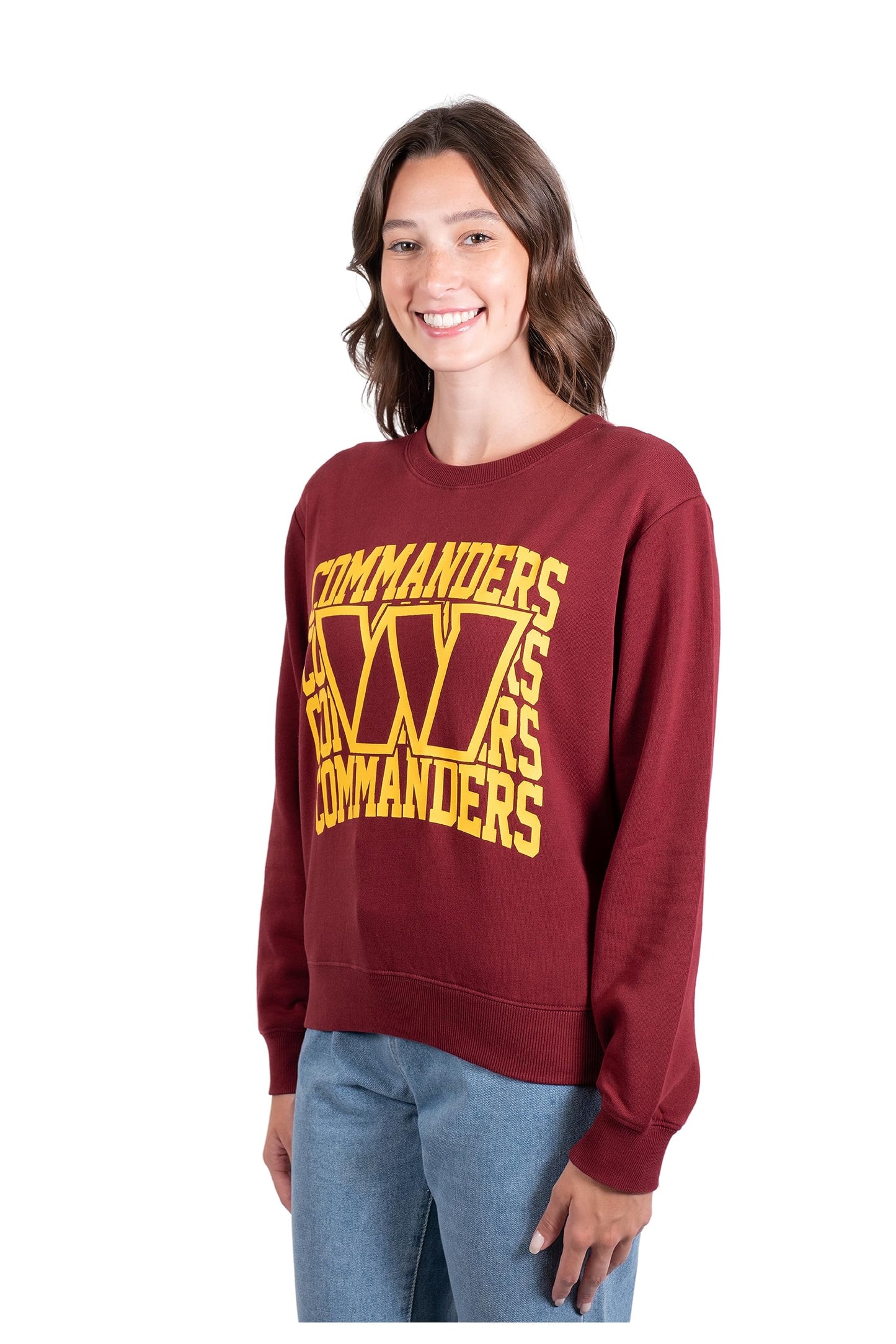 Ultra Game NFL Washington Commanders Womens Long Sleeve Fleece Sweatshirt|Washington Commanders - UltraGameShop